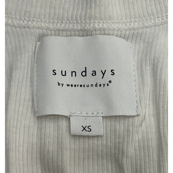 M2-53 SUNDAYS We Are Sundays Women's Crop Tank Top Ribbed Raw Hem White XS - Picture 5 of 6